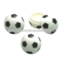 2015 hot-sale recycled plastic football shape lip balm tube/ball shape lip balm case